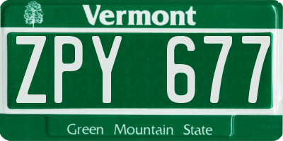 VT license plate ZPY677
