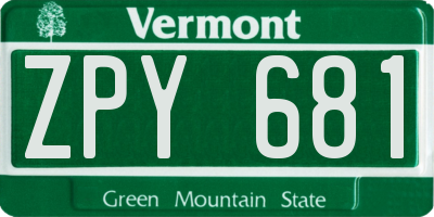 VT license plate ZPY681