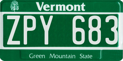 VT license plate ZPY683