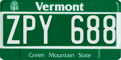 VT license plate ZPY688