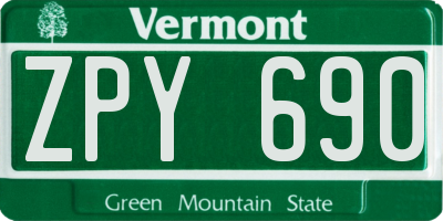 VT license plate ZPY690