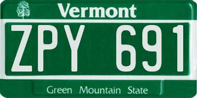 VT license plate ZPY691