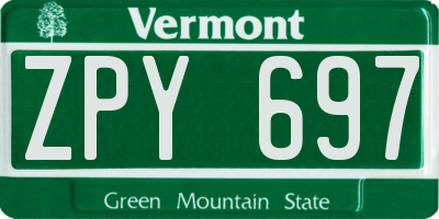 VT license plate ZPY697