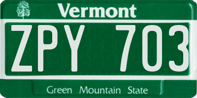VT license plate ZPY703