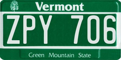 VT license plate ZPY706