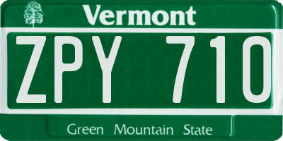 VT license plate ZPY710