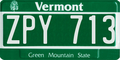 VT license plate ZPY713