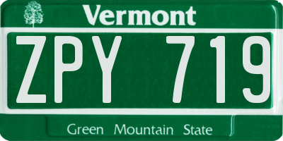 VT license plate ZPY719