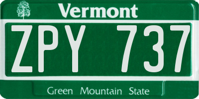 VT license plate ZPY737
