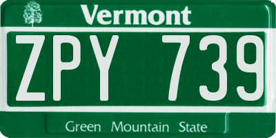 VT license plate ZPY739