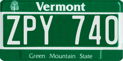 VT license plate ZPY740