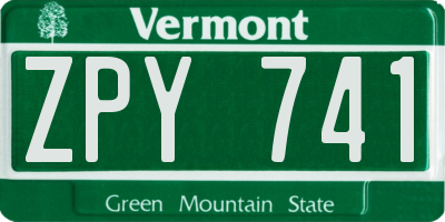 VT license plate ZPY741