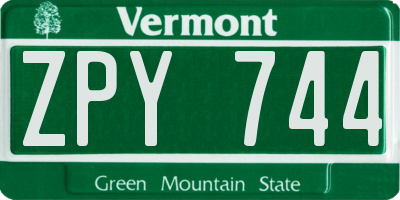 VT license plate ZPY744