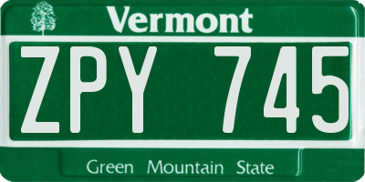 VT license plate ZPY745