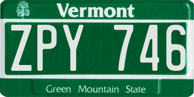 VT license plate ZPY746