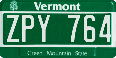 VT license plate ZPY764