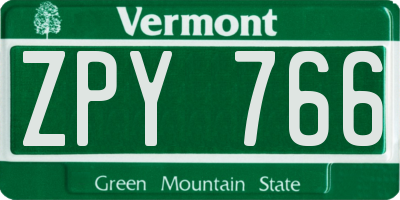VT license plate ZPY766