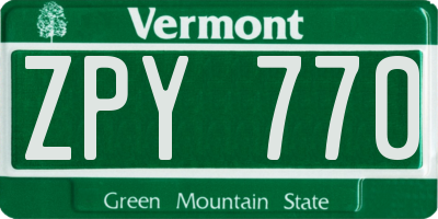 VT license plate ZPY770