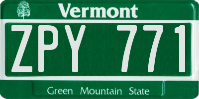 VT license plate ZPY771