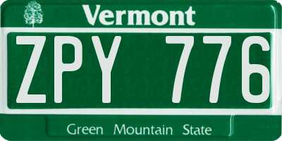 VT license plate ZPY776