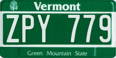 VT license plate ZPY779