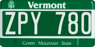 VT license plate ZPY780