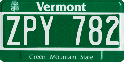 VT license plate ZPY782