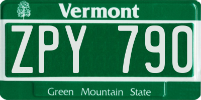 VT license plate ZPY790