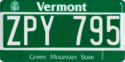VT license plate ZPY795