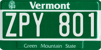 VT license plate ZPY801