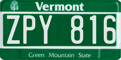 VT license plate ZPY816