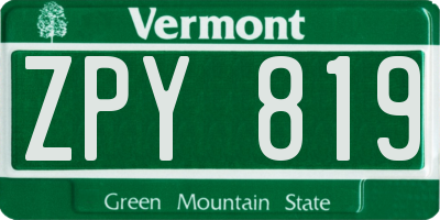 VT license plate ZPY819