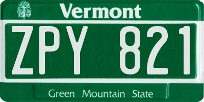 VT license plate ZPY821