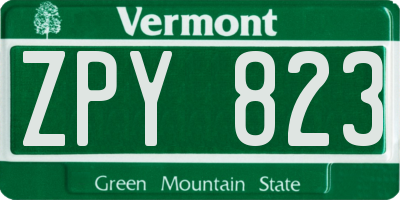 VT license plate ZPY823