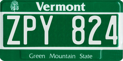 VT license plate ZPY824