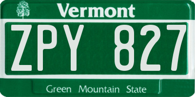 VT license plate ZPY827