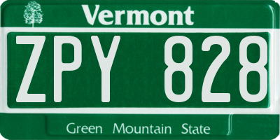 VT license plate ZPY828