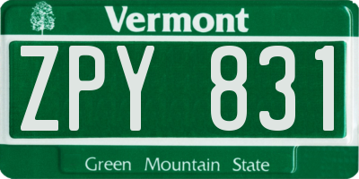 VT license plate ZPY831