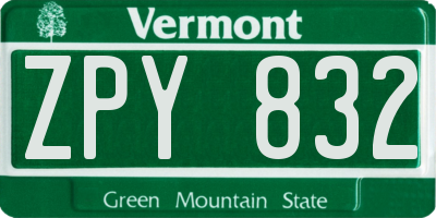 VT license plate ZPY832