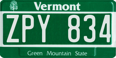 VT license plate ZPY834