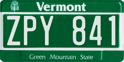 VT license plate ZPY841