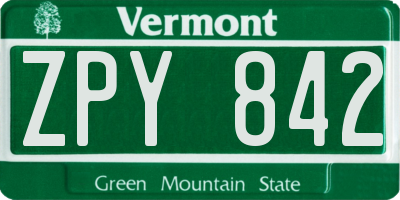 VT license plate ZPY842