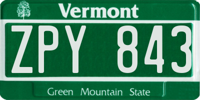 VT license plate ZPY843