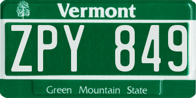 VT license plate ZPY849
