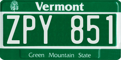 VT license plate ZPY851