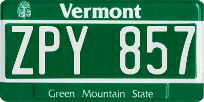 VT license plate ZPY857