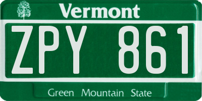 VT license plate ZPY861