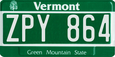 VT license plate ZPY864