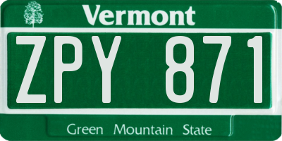 VT license plate ZPY871