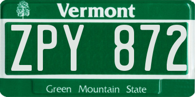 VT license plate ZPY872